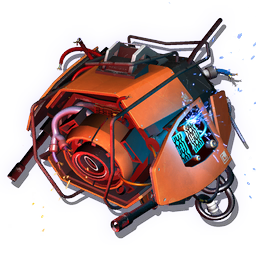 The shell of a <span class="typeSPECIAL">Sentinel drone</span>, all that remains after its destruction in combat. While the exterior is physically intact, its internals have been severely burned.