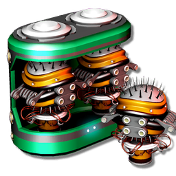 A container of positioning units and associated wiring.