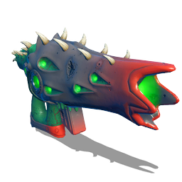 An exclusive <span class="typeSTELLAR">Multi-Tool</span>. This alien weapon is fitted with an upgraded <span class="typeTECHNOLOGY">Pulse Spitter</span>, the fuel-injected projectiles capable of <span class="typeSTELLAR">igniting</span> targets after impact.